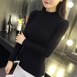 female half head short shirt sleeve turtleneck sweater